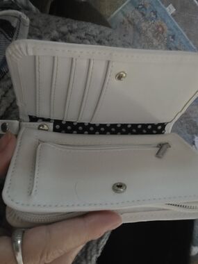 Gemline NEW Classic White Women's Wallet/Card Holder  with Polka Dot Interior